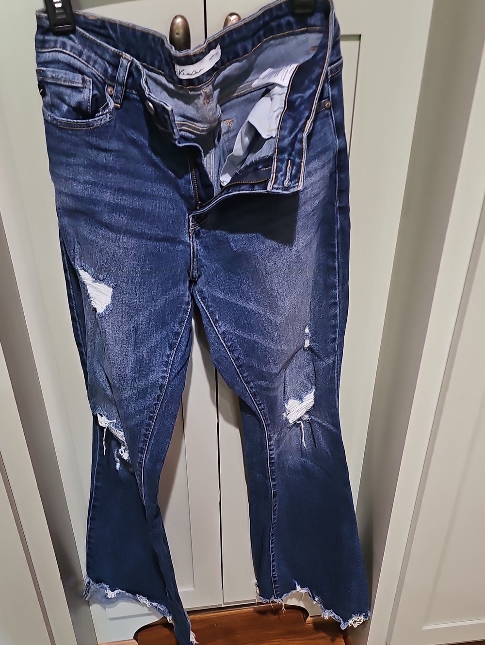 KanCan Dark Blue Distressed Flare Jeans